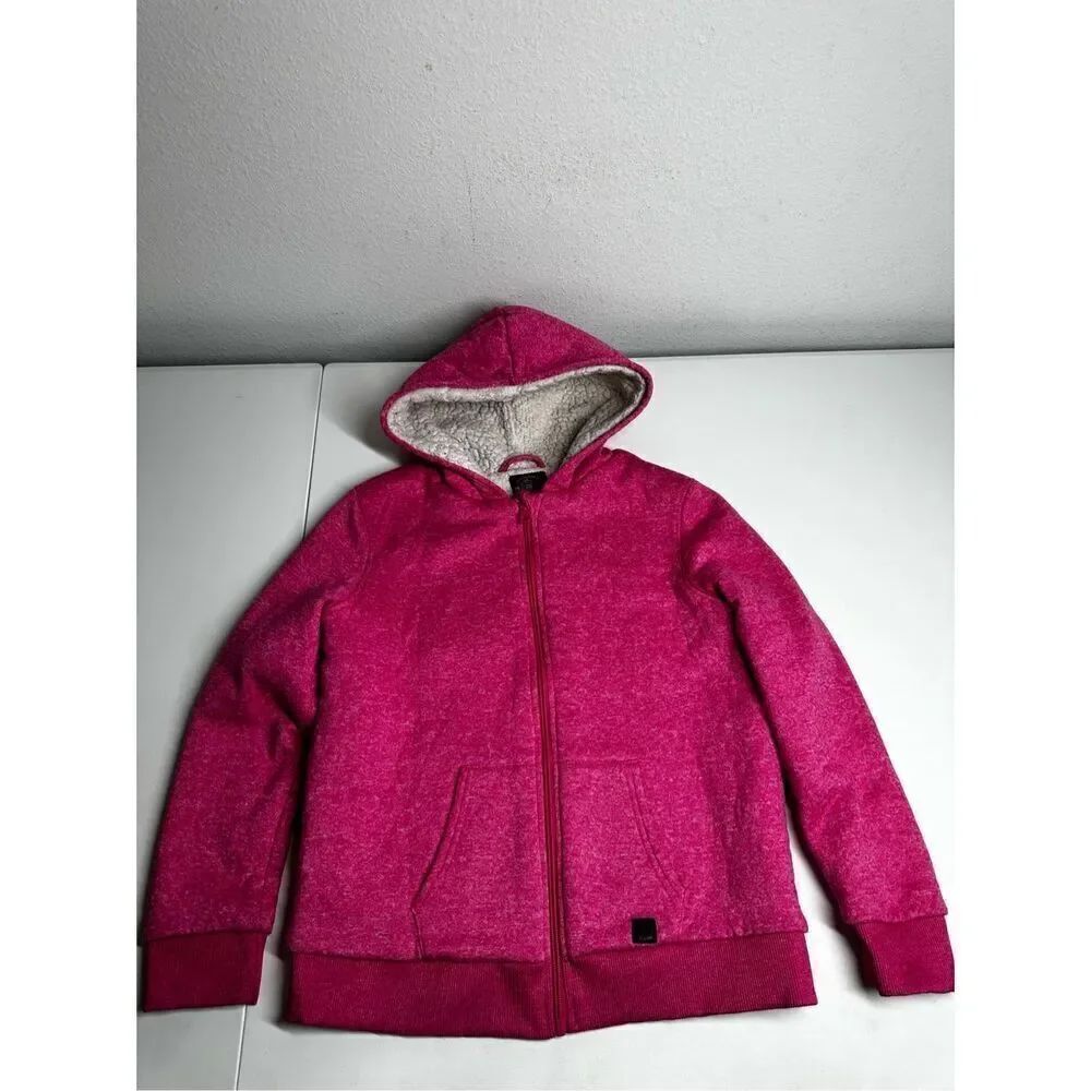 Rock For Freedom Girls Full Zip Sherpa Lined Pink Hooded Jacket Size L (14-16)